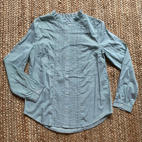 NWT J Crew Ruffleneck tuxedo shirt striped - Picture 2 of 5